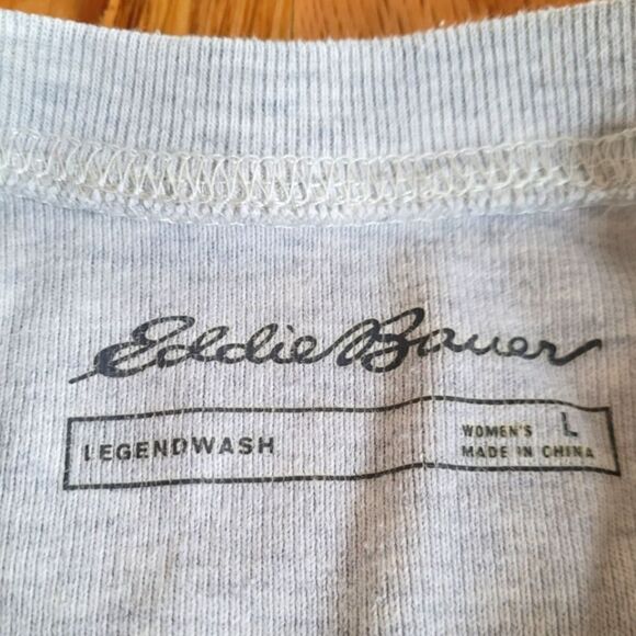 Eddie Bauer Long Sleeve Legendwash Sweatshirt Thermal Distressed Top Large - Picture 3 of 3